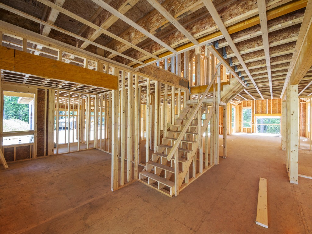 Interior framing of a new house under construction